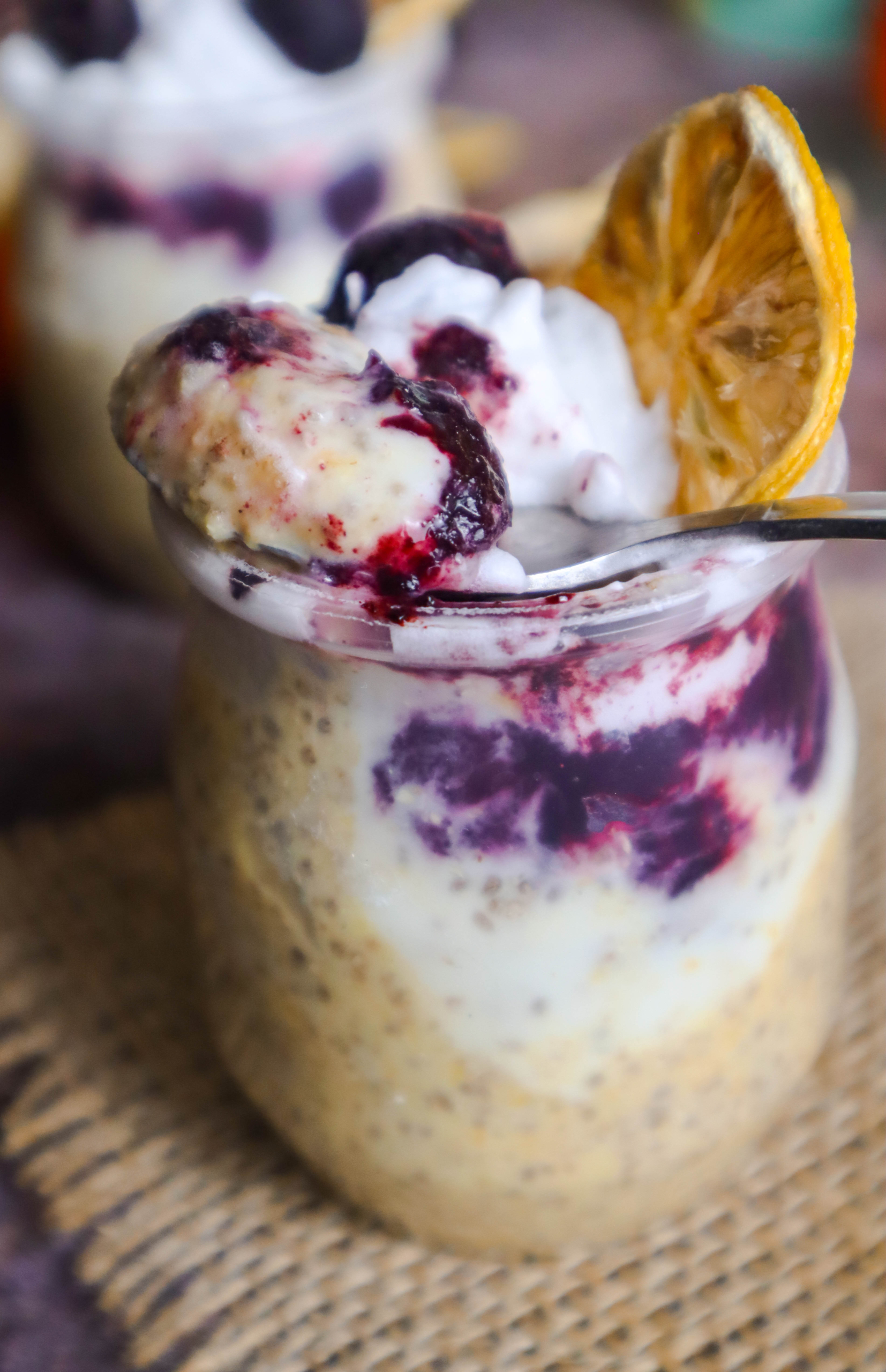 Sugar Free Vegan Breakfast Parfaits (Orange & Blueberry)