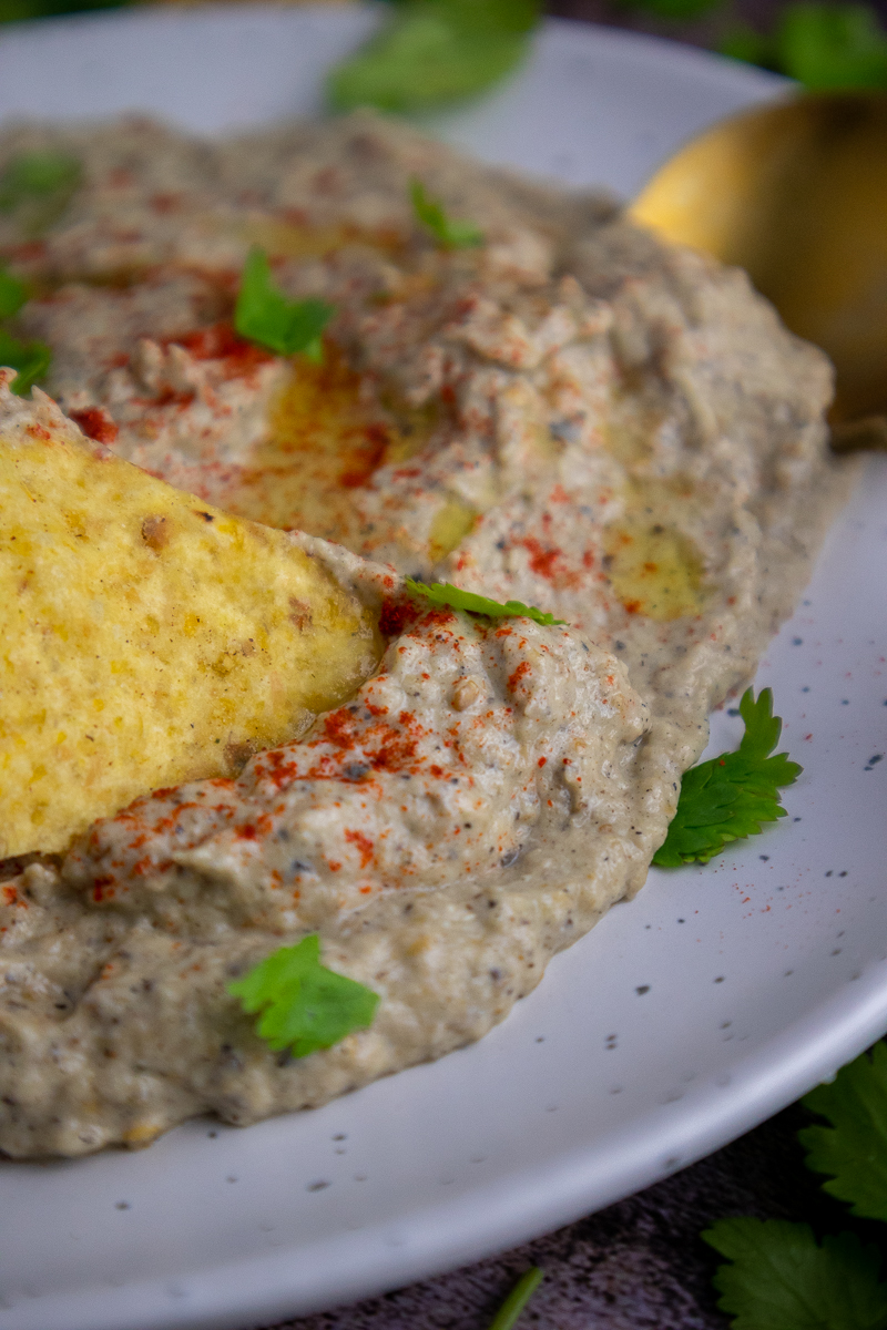 Lebanese Baba Ganoush Eggplant Dip Recipe close up