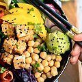 Buddha Bowls with Crispy Miso Peanut Glazed Tofu Recipe